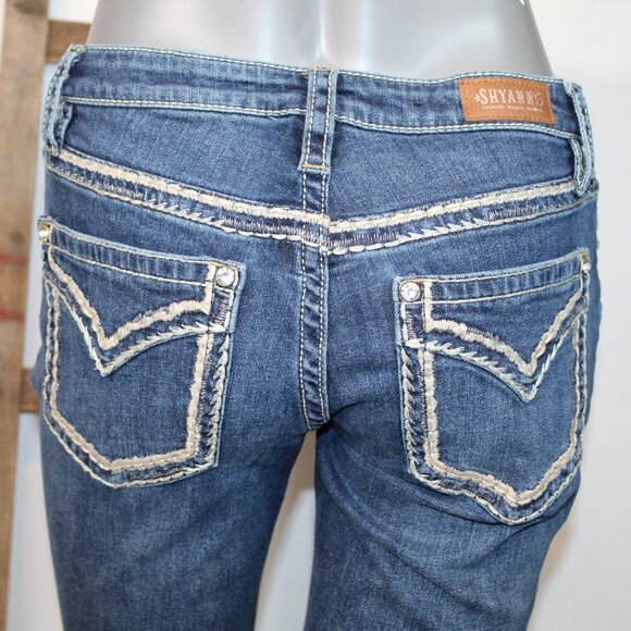 Shyanne Rhinestone Big Stitch Mid-Rise Bootcut Stretch Jean - Picture 9 of 16